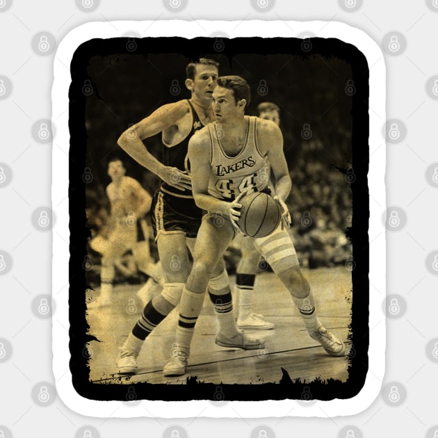 Jerry West - Vintage Design Of Basketball Sticker by JULIAN AKBAR PROJECT